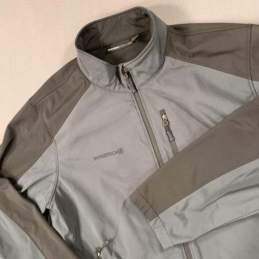 SwissTech Carbon Jacket Men 2X Shell Waterproof Full Zip Fleece Pocket Mock Neck